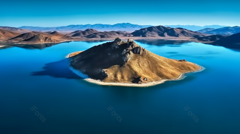 蓝天映衬下的湖光山色风景摄影,高清,摄影图,摄影图片,图片大全,摄影图免费下载